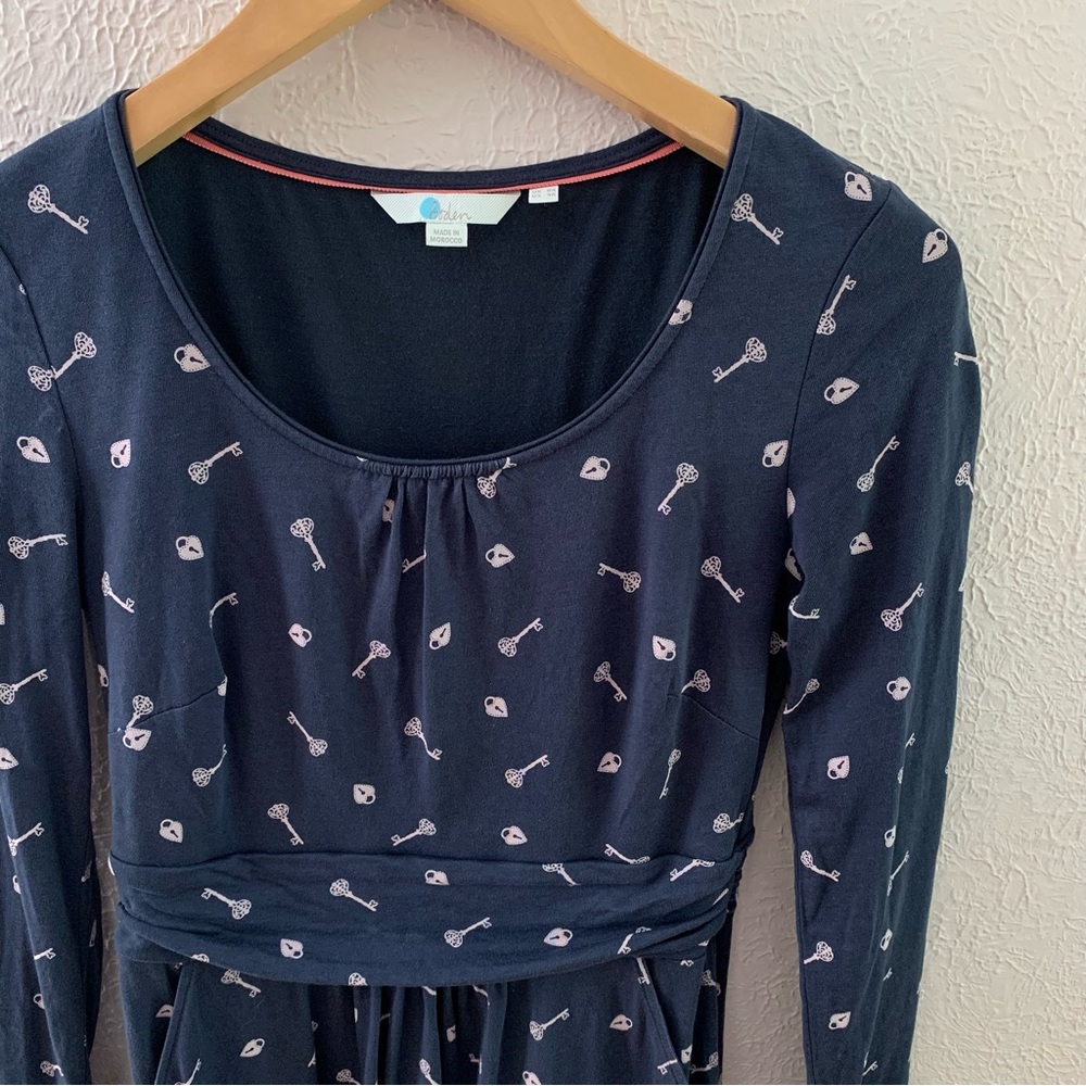 Boden Mabel Blue Trinket Dress Key and Locket print - Picture 6 of 8